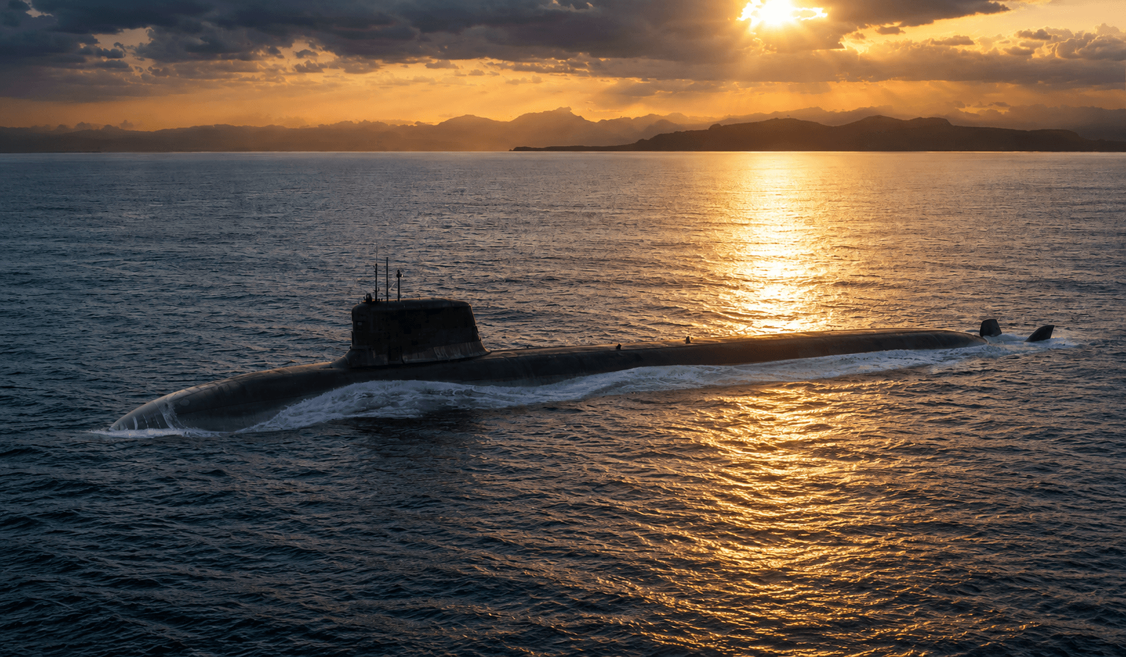 Submarine at sunset